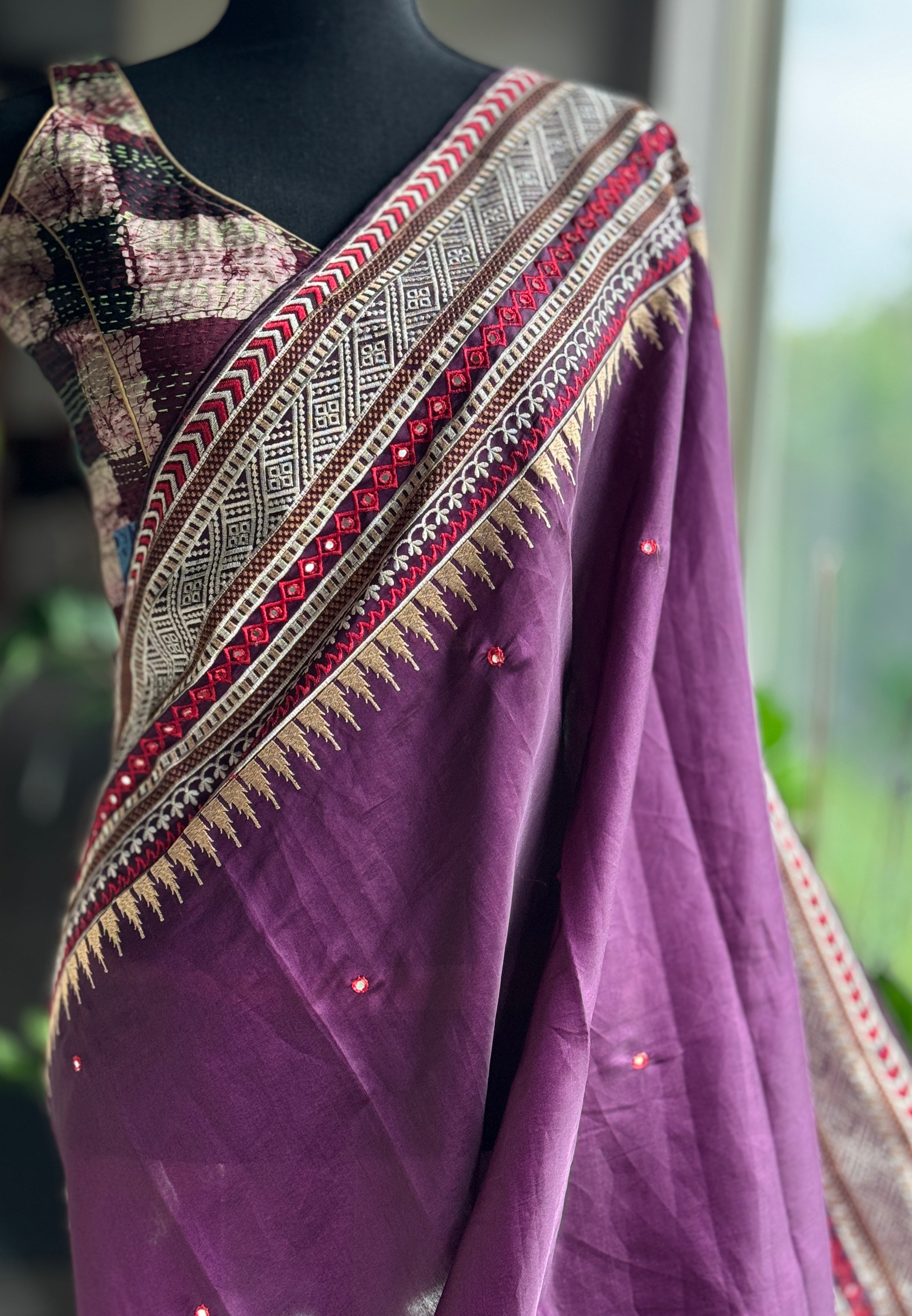 Soft Silk Embroidered - Purple