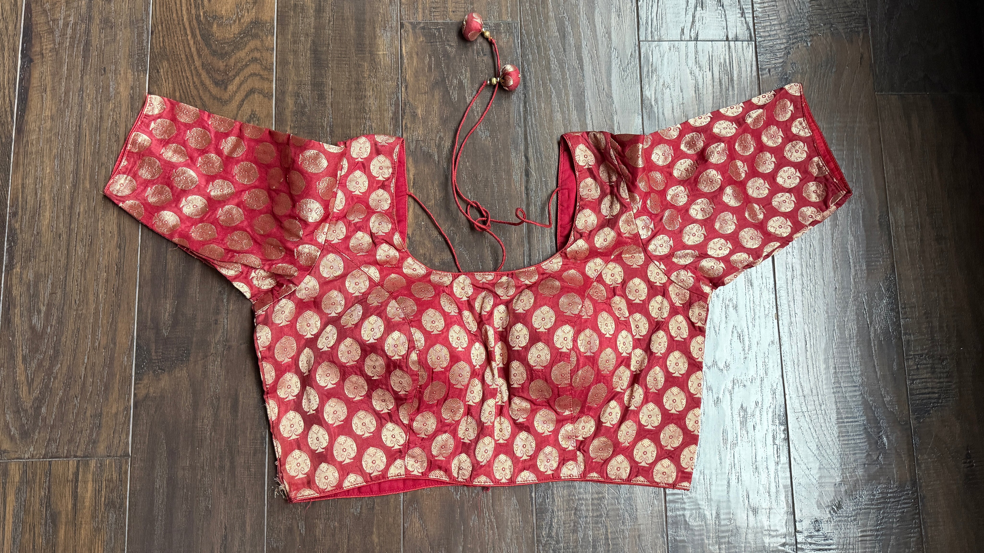 Designer Blouse - Reddish Maroon Woven Size 36