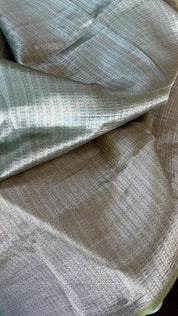 Designer Soft Silk Brocade Banarasi - Sea Green Pista Golden Tie-Dye