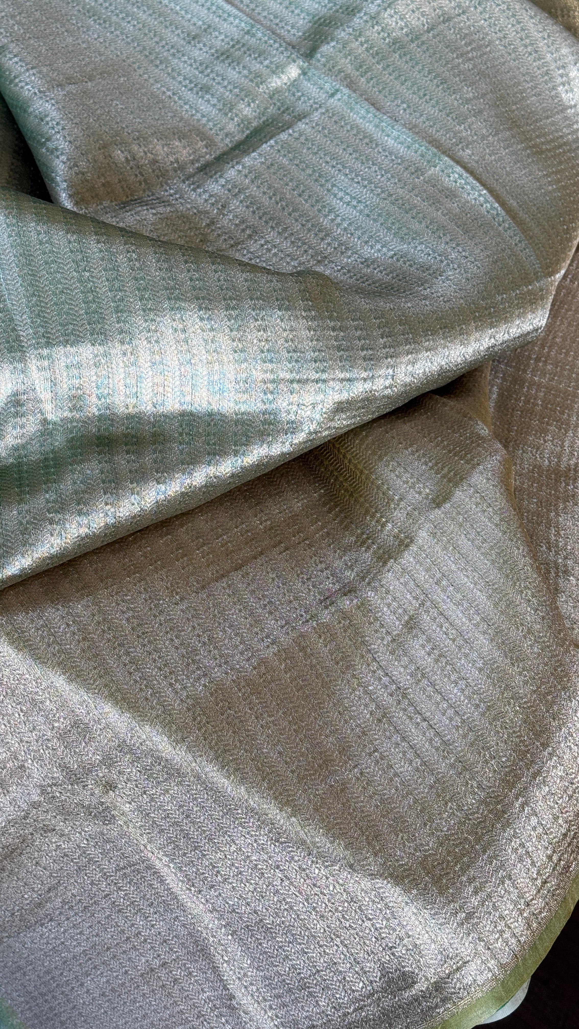 Designer Soft Silk Brocade Banarasi - Sea Green Pista Golden Tie-Dye