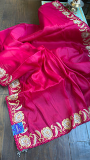 Soft Silk Embroidered - Rani Pink