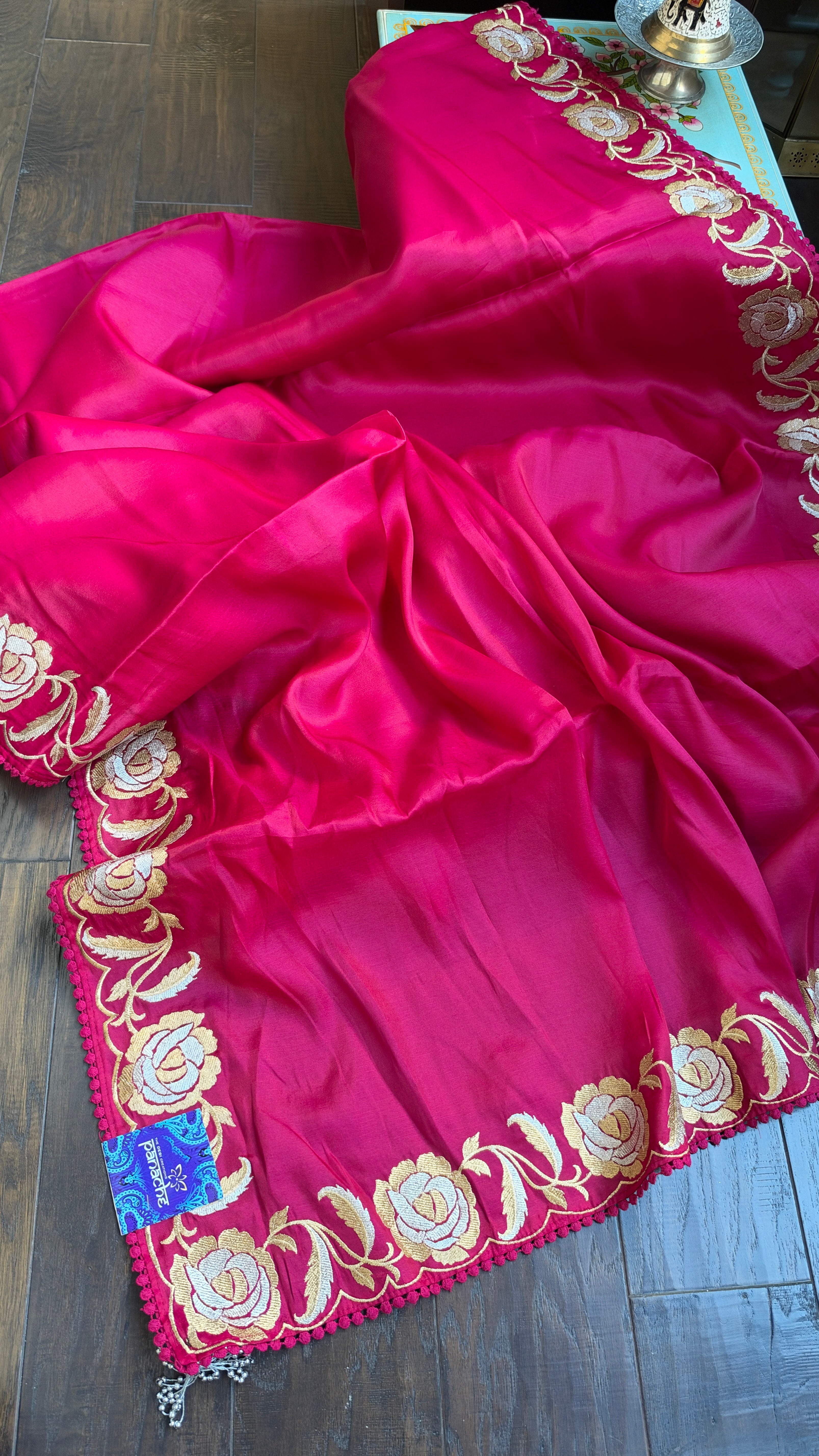 Soft Silk Embroidered - Rani Pink
