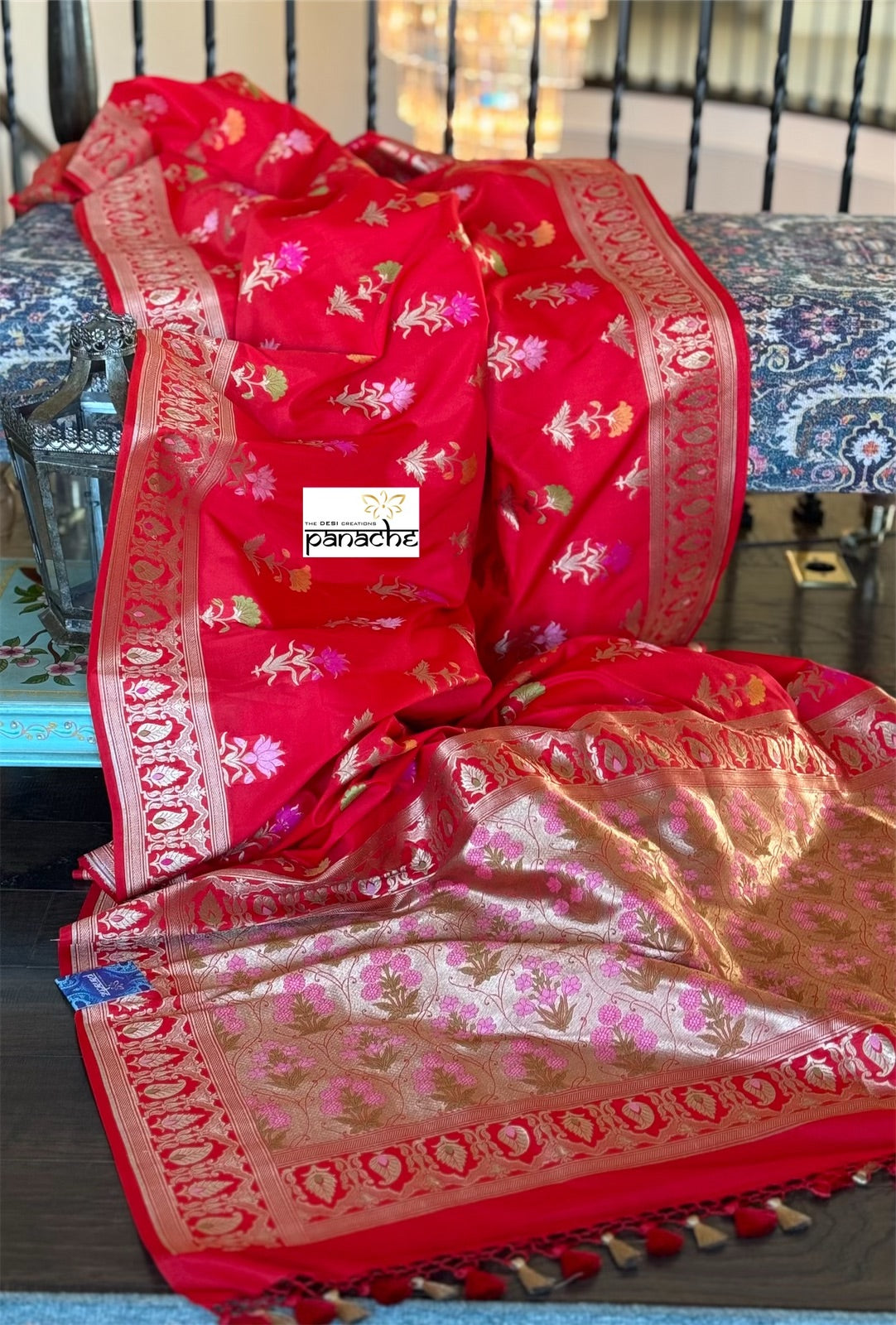 Soft Silk Banarasi - Red Meenakari