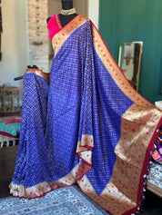 Khaddi Tussar Georgette Paithani Banarasi - Purplish Blue