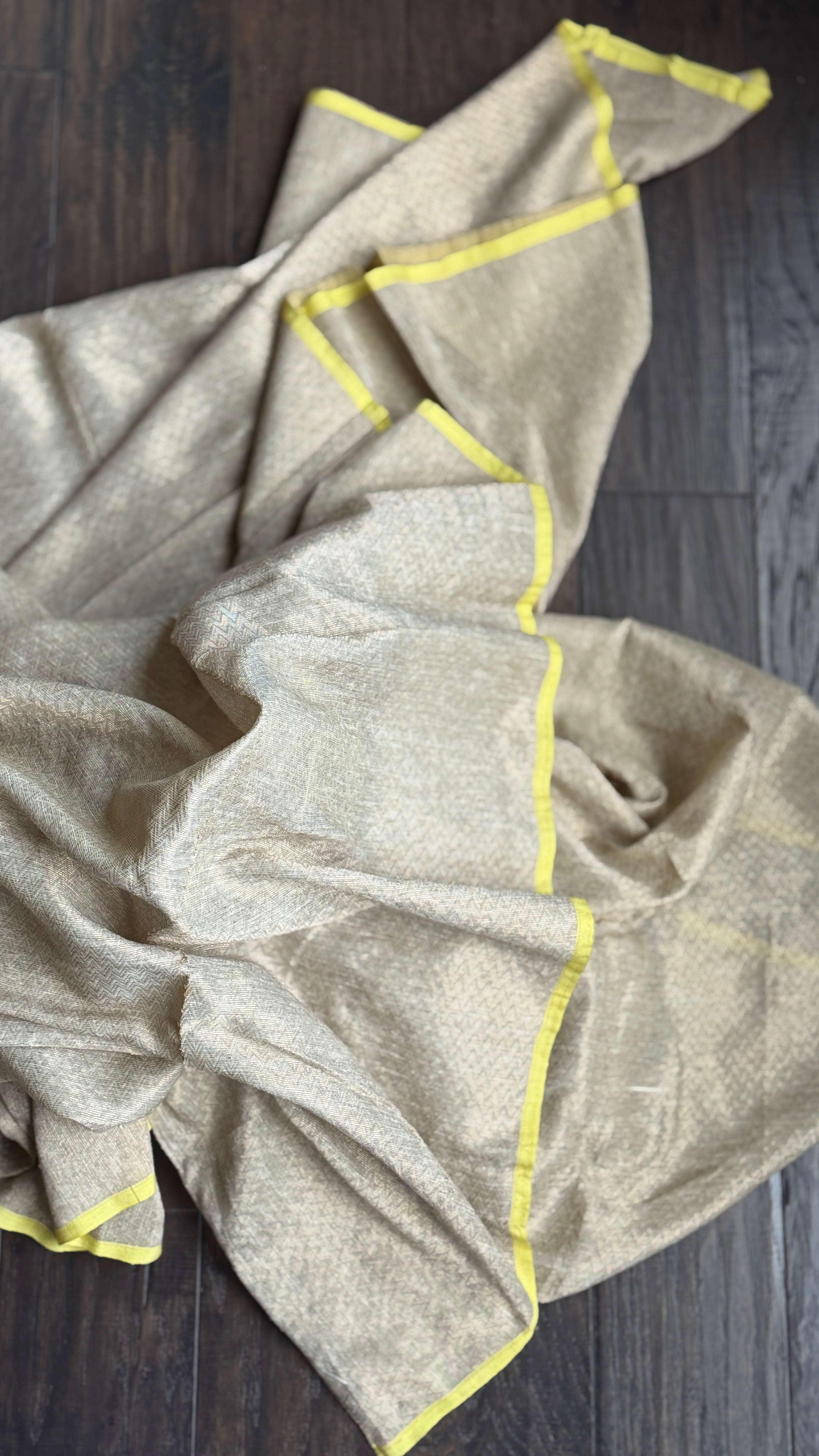 Pure Khadi Matka Cotton Brocade - Sand Color Handwove