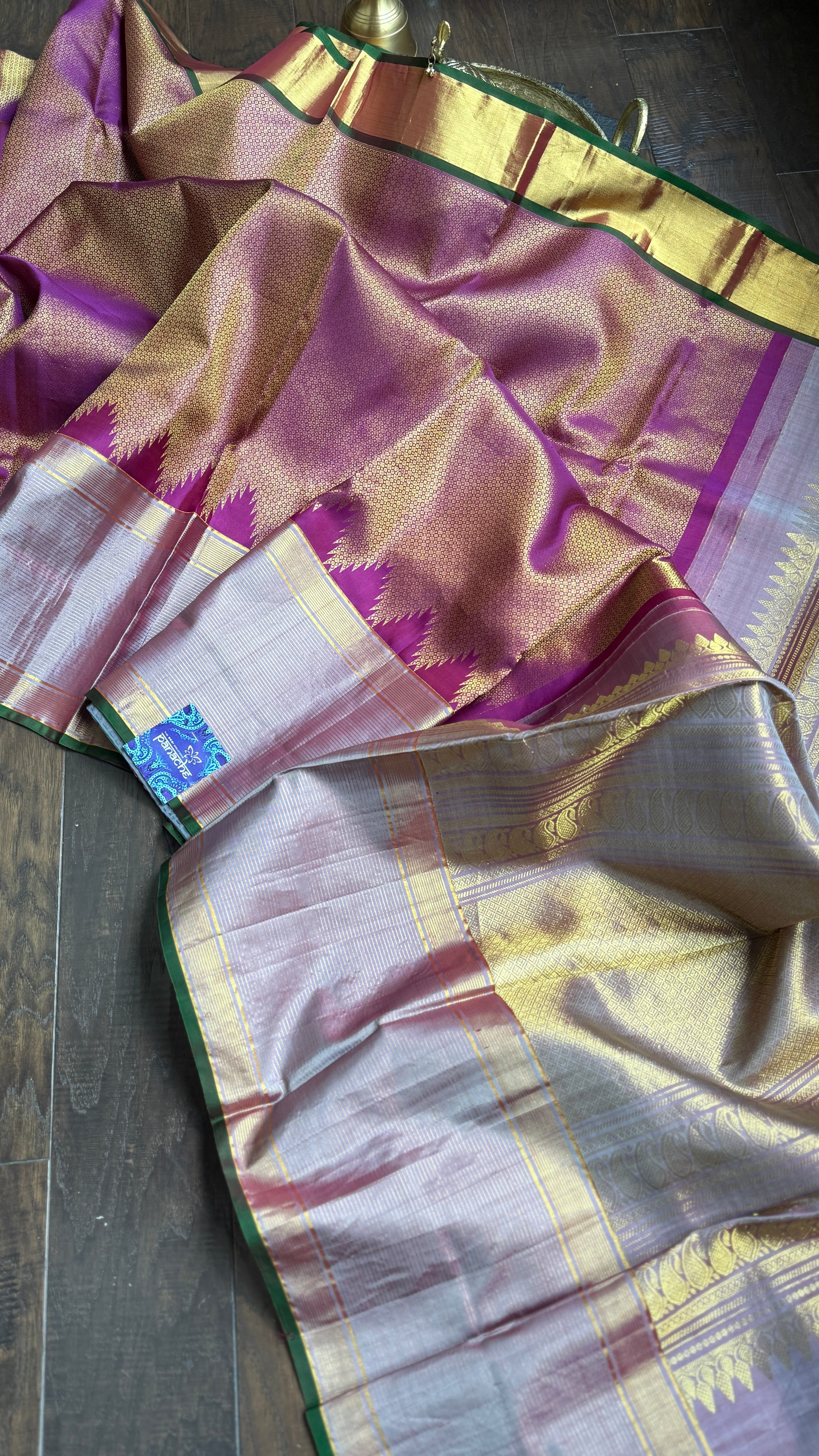 Pure Brocade Kanjivaram - Purple Golden 2g Zari