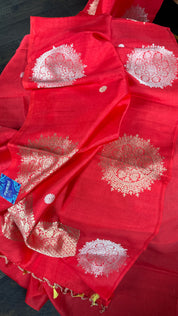 Pure Katan Silk Banarasi - Red woven