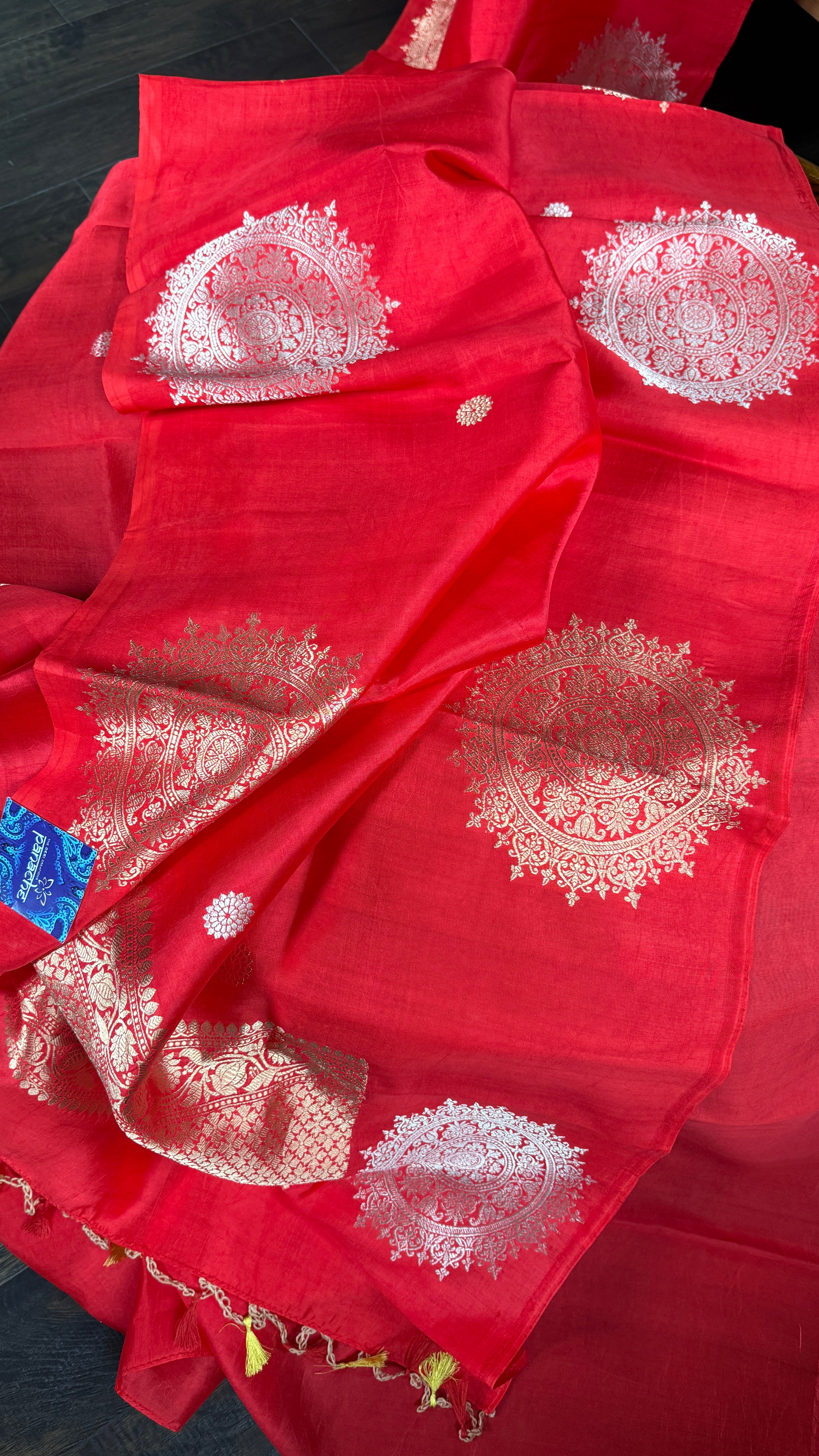 Pure Katan Silk Banarasi - Red woven