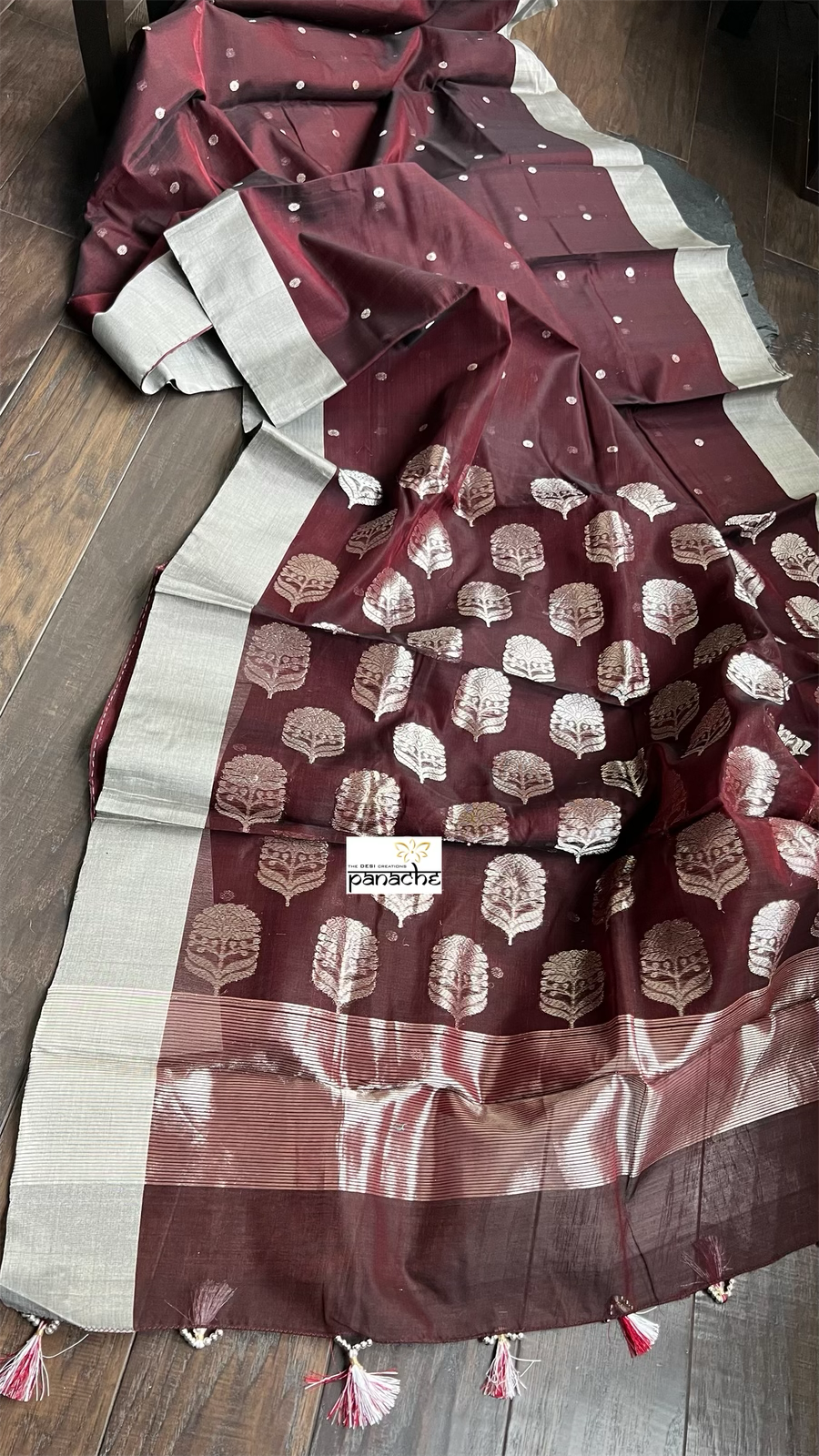 Chanderi Silk Cotton - Wine Color Woven