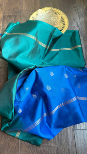Pure Silk Kanjivaram - Teal Green Blue