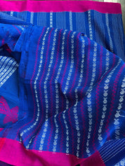 Pure Khadi Cotton Handloom - Royal Blue Magenta Woven