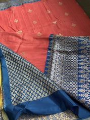 Pure Tassur Silk Banarasi - Red Blue