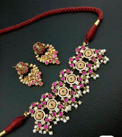Silver 925 Choker Set - Kundan Stone