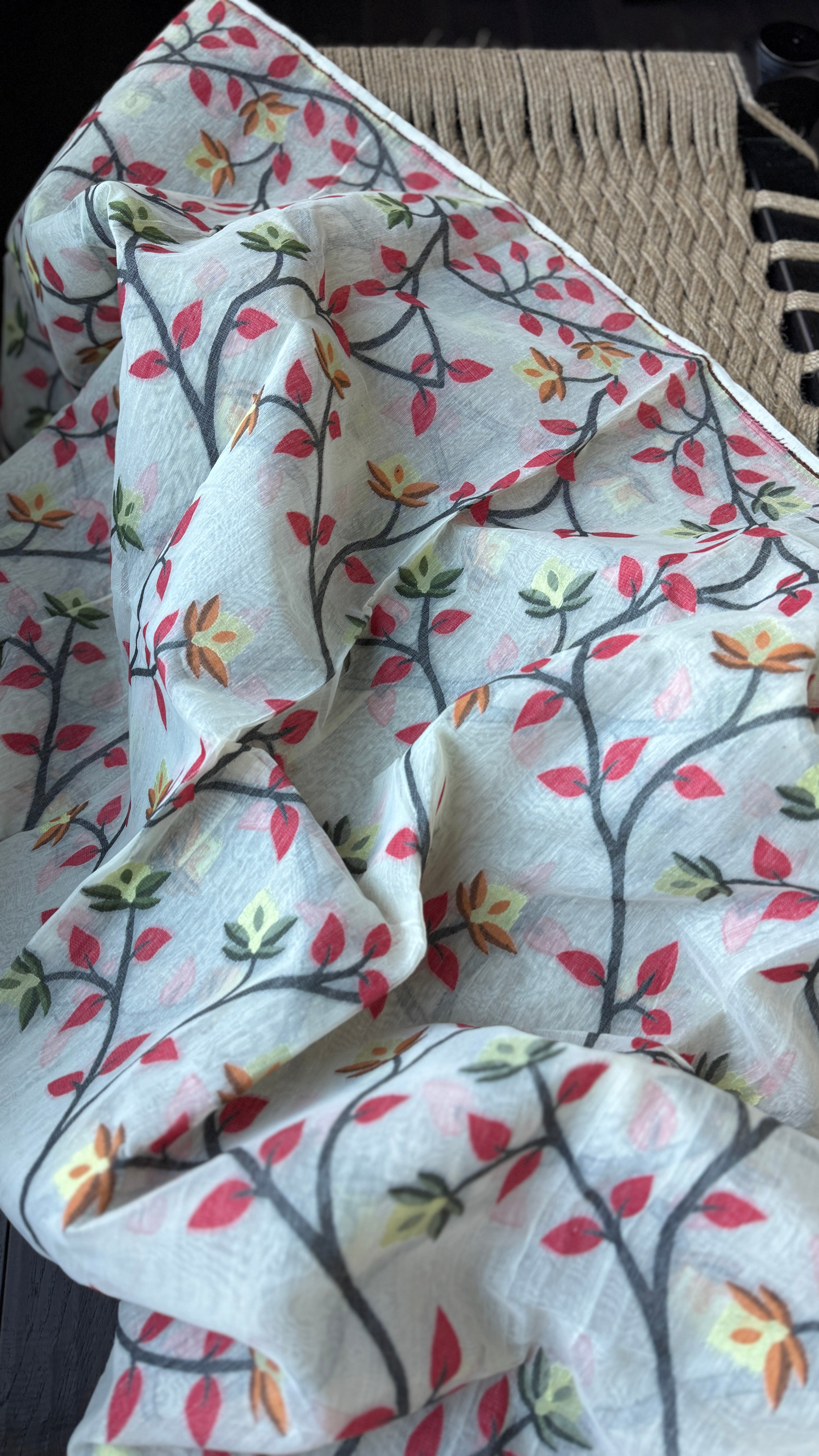 Cotton Jamdaani  - Off White Multi Colored 2