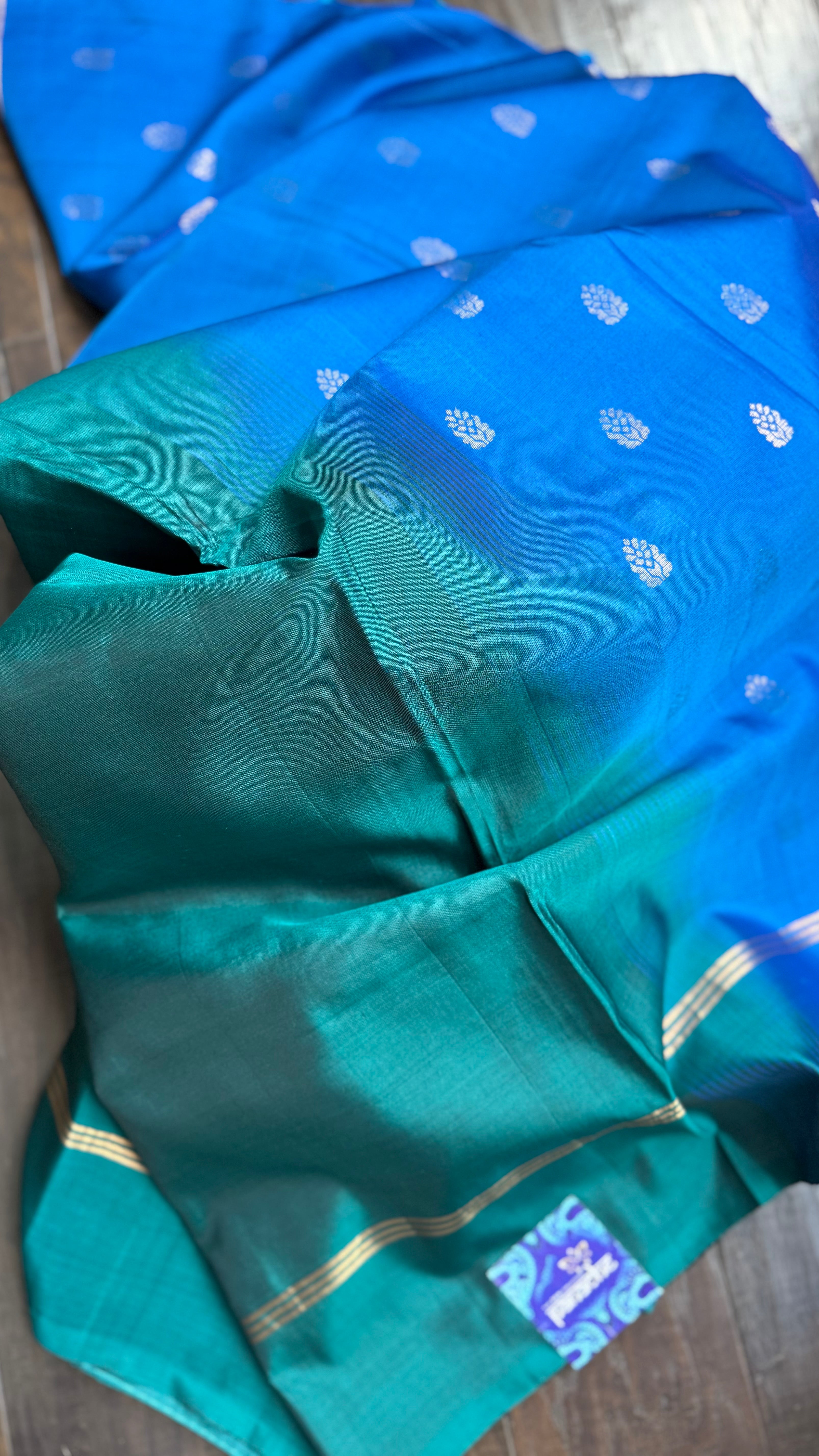 Pure Silk Kanjivaram - Teal Green Blue