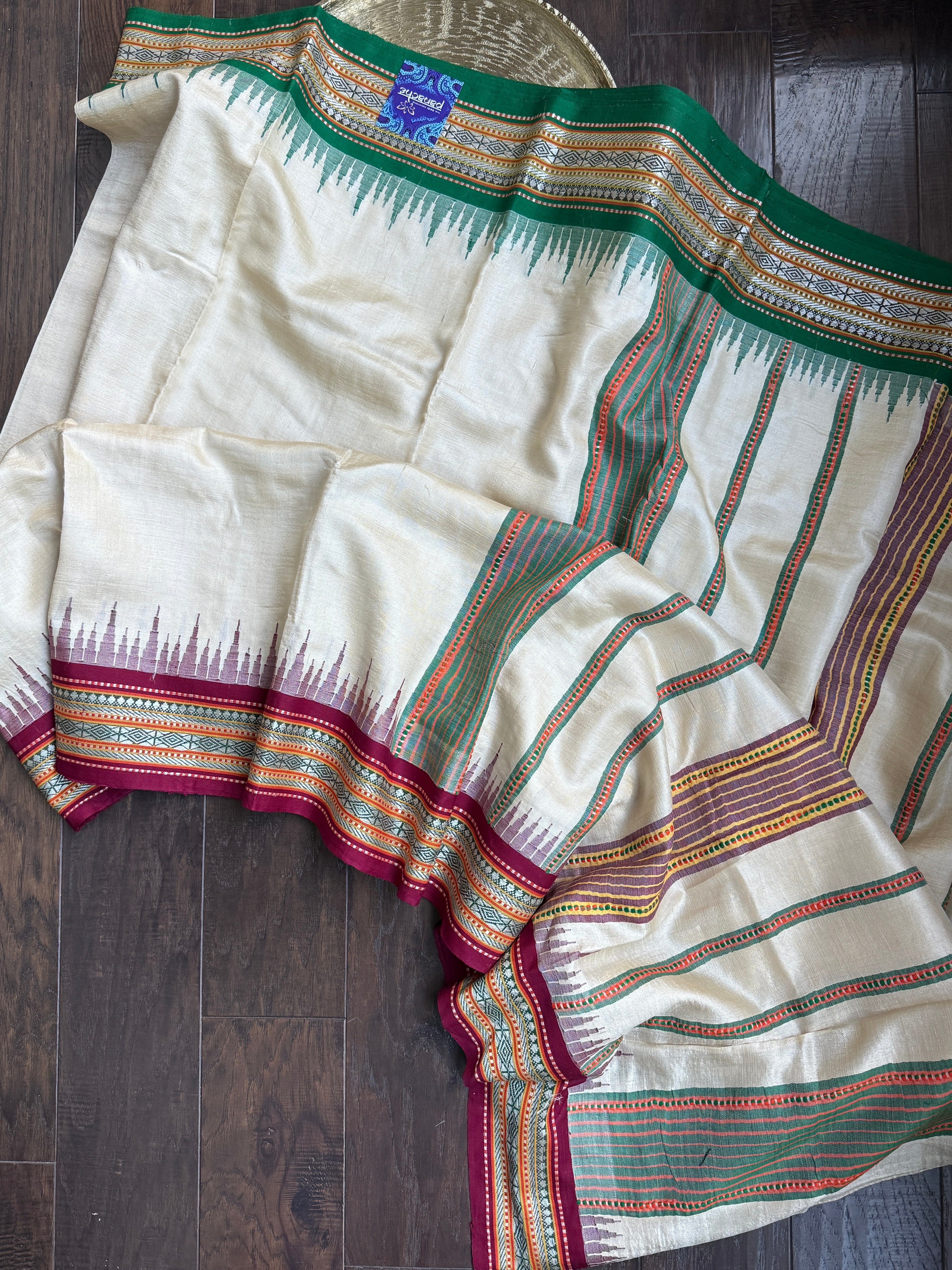 Vidarbha Tussar Silk - Tussar Color Ganga Yamuna Woven