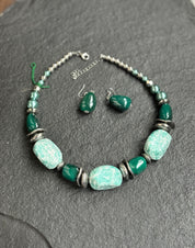 Turquoise Necklace - German Silver Beaded