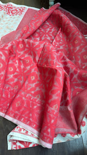 Jamdani  - Off-white Red Copper Zari Woven