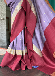 Khaddi Tussar Georgette Banarasi - Lavendor Maroon