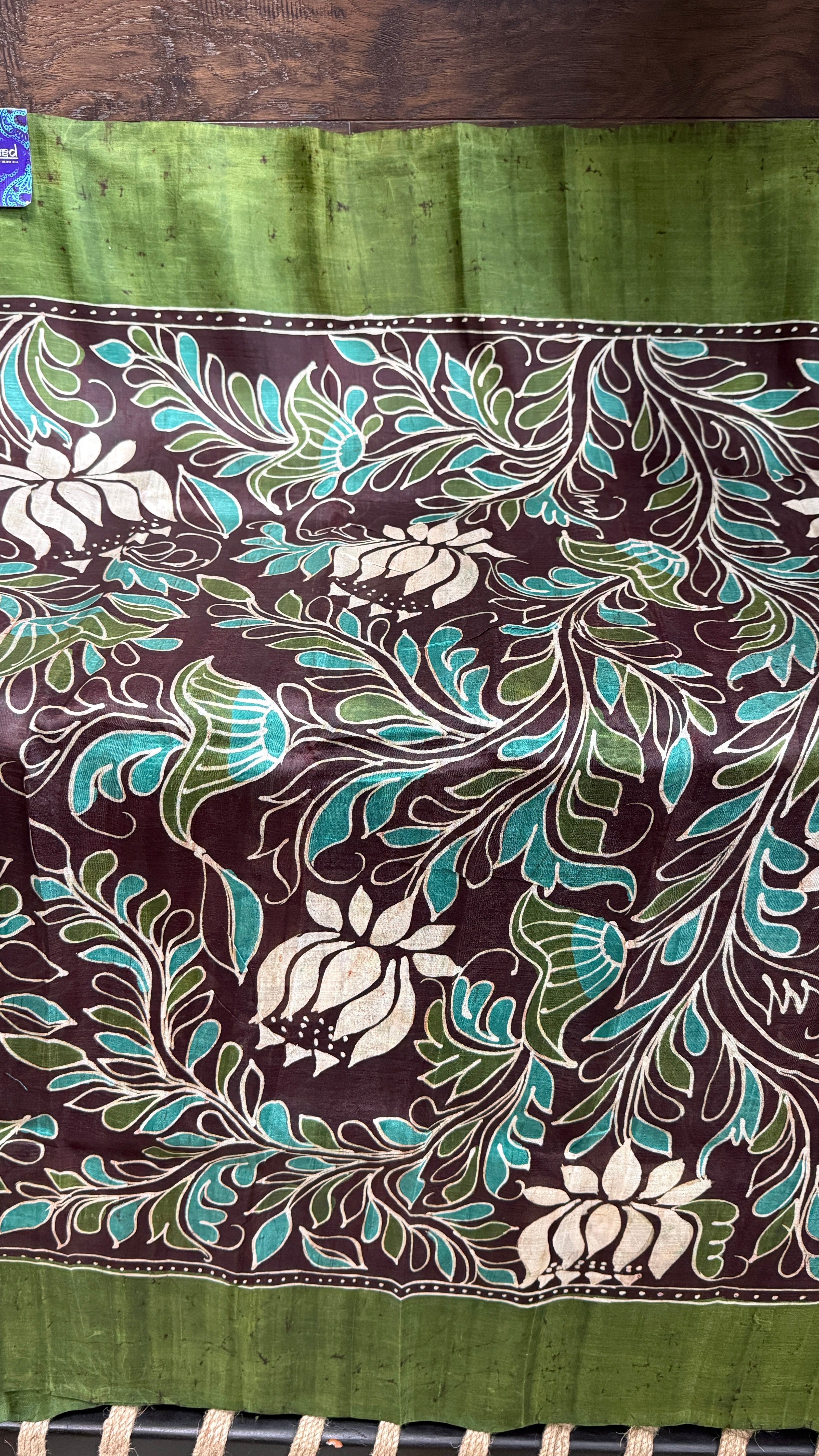 Bishnupur Silk Batik Soru Tuli -  Green Brown