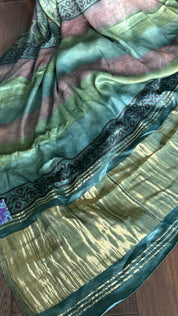 Modal Silk Vegetable Organic Dye Saree - Sea Green
