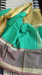 Kanchi Cotton Handloom - Green Mubbagam