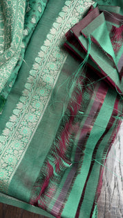 Soft Silk Banarasi - Green Maroon Dual Shaded Woven