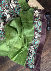 Bishnupur Silk Batik Soru Tuli -  Green Brown