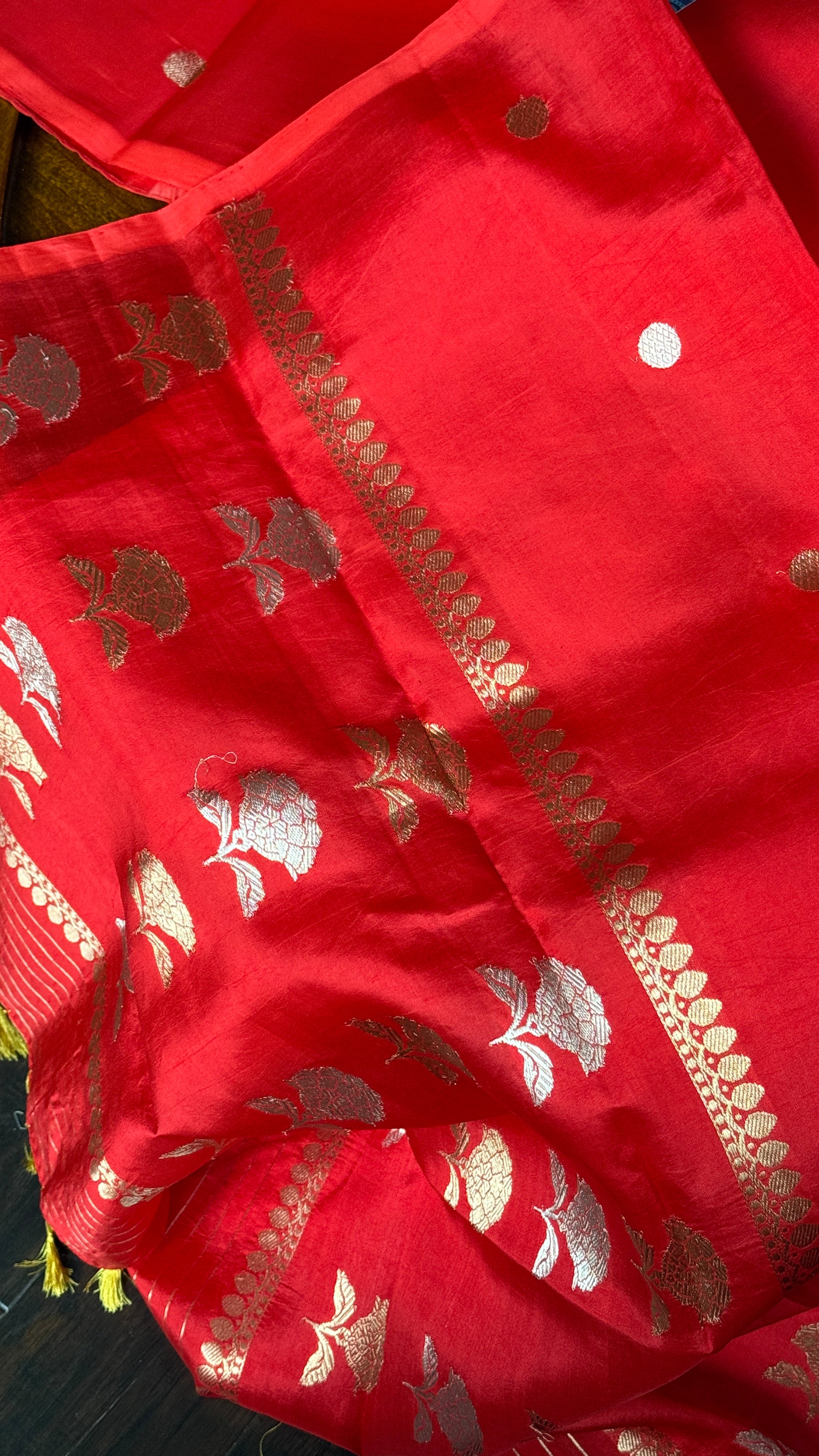 Pure Katan Silk Banarasi - Red woven