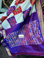 Pure Silk Ikat - Off-White Purple Red