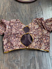 Designer Cotton Blouse - Brown Kalamkari