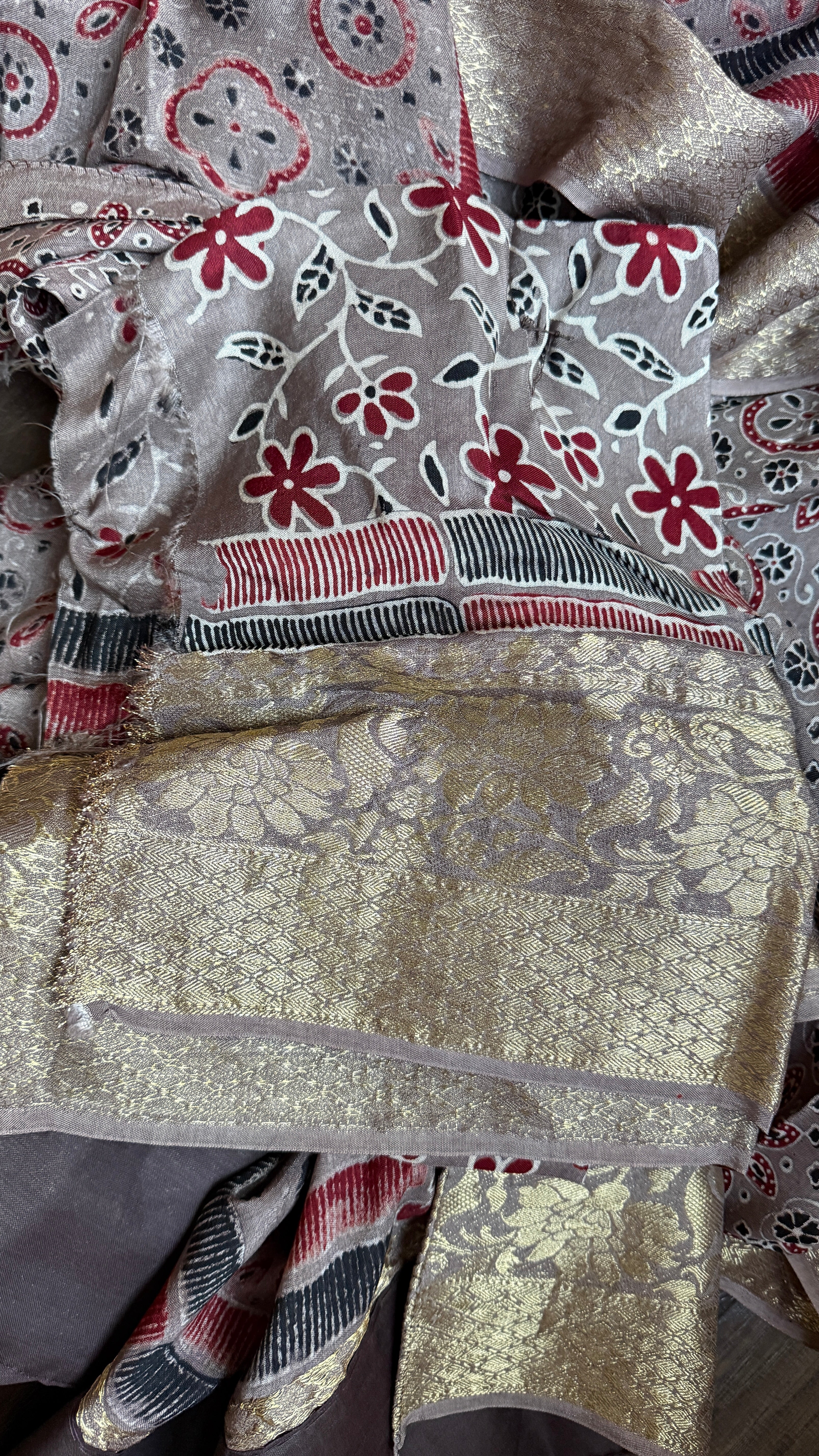 Dola Silk Ajrakh - Light Mocha Brown
