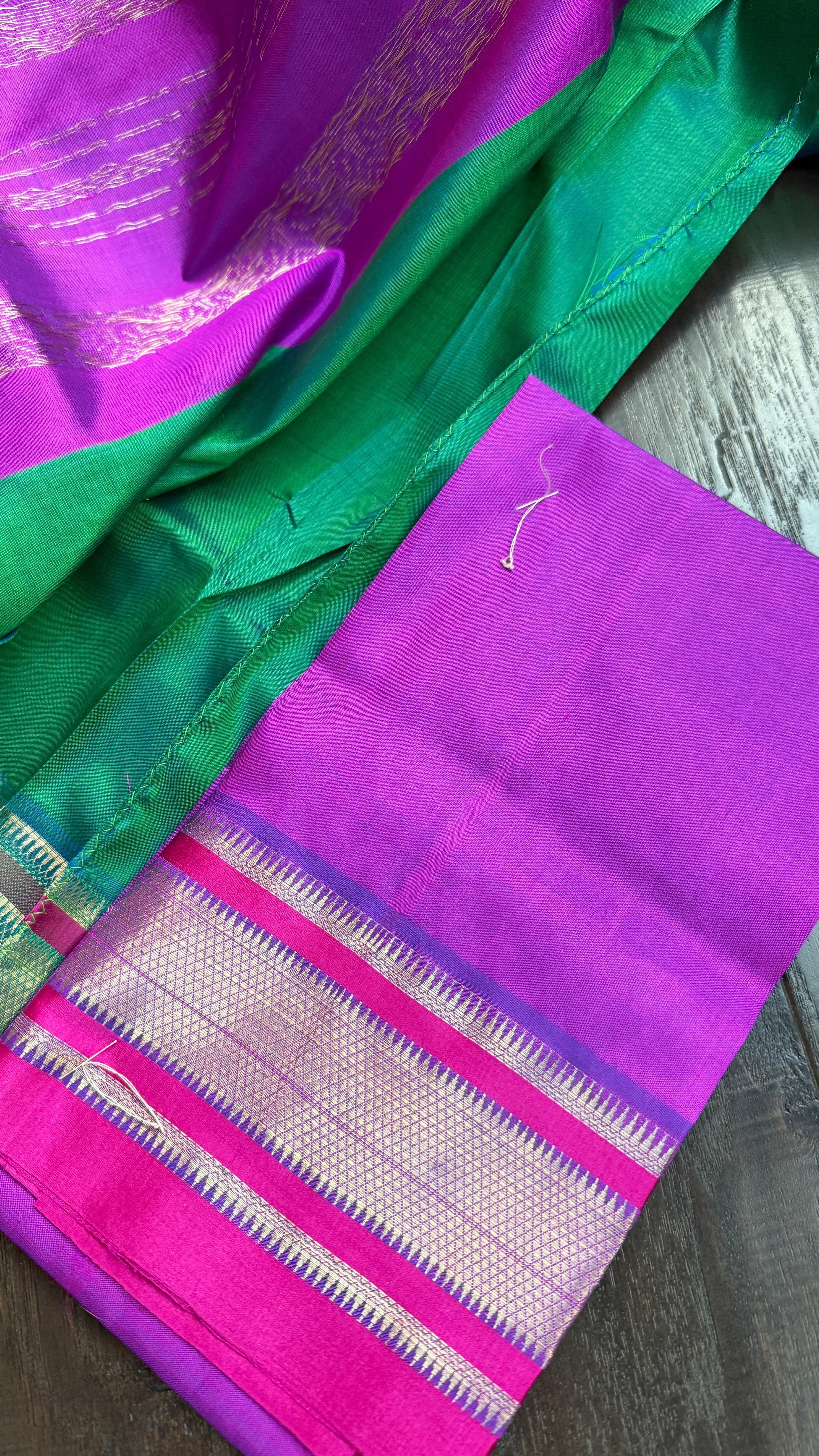 Pure Garad Silk- Sea Green Purple