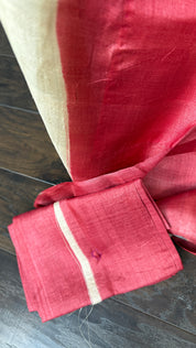 Pure Tussar Silk -  Cream Black Red Kolkata Printed