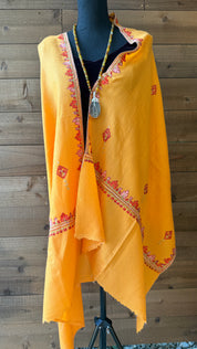Kashmiri Pashmina Stole/Shawl - Yellow Sozni