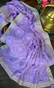 Designer Pure Georgette Chikankari - Violet
