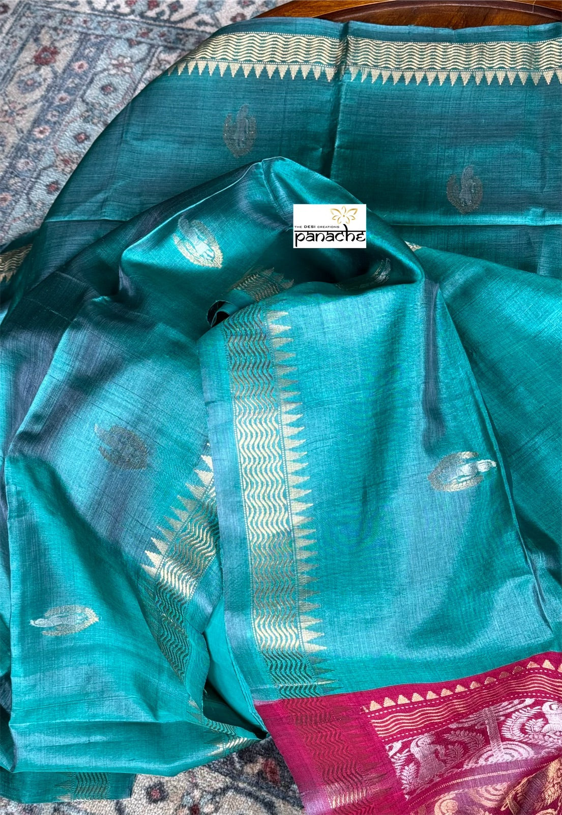 Pure Tussar Silk Woven - Teal Sea Green