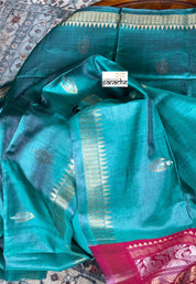 Pure Tussar Silk Woven - Teal Sea Green