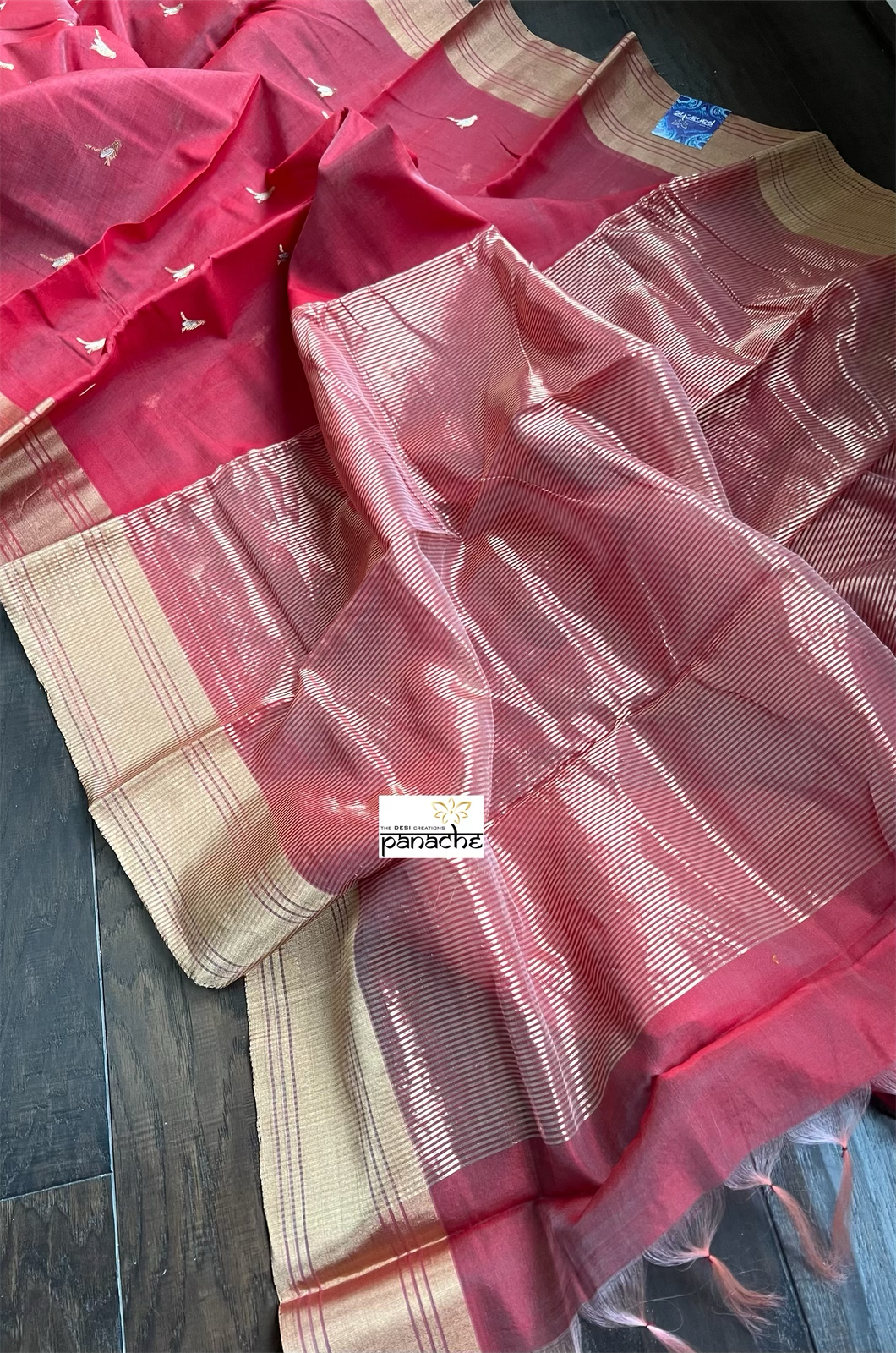 Chanderi Silk Cotton - Raspberry Red Woven