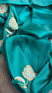 Soft Silk Embroidered - Teal