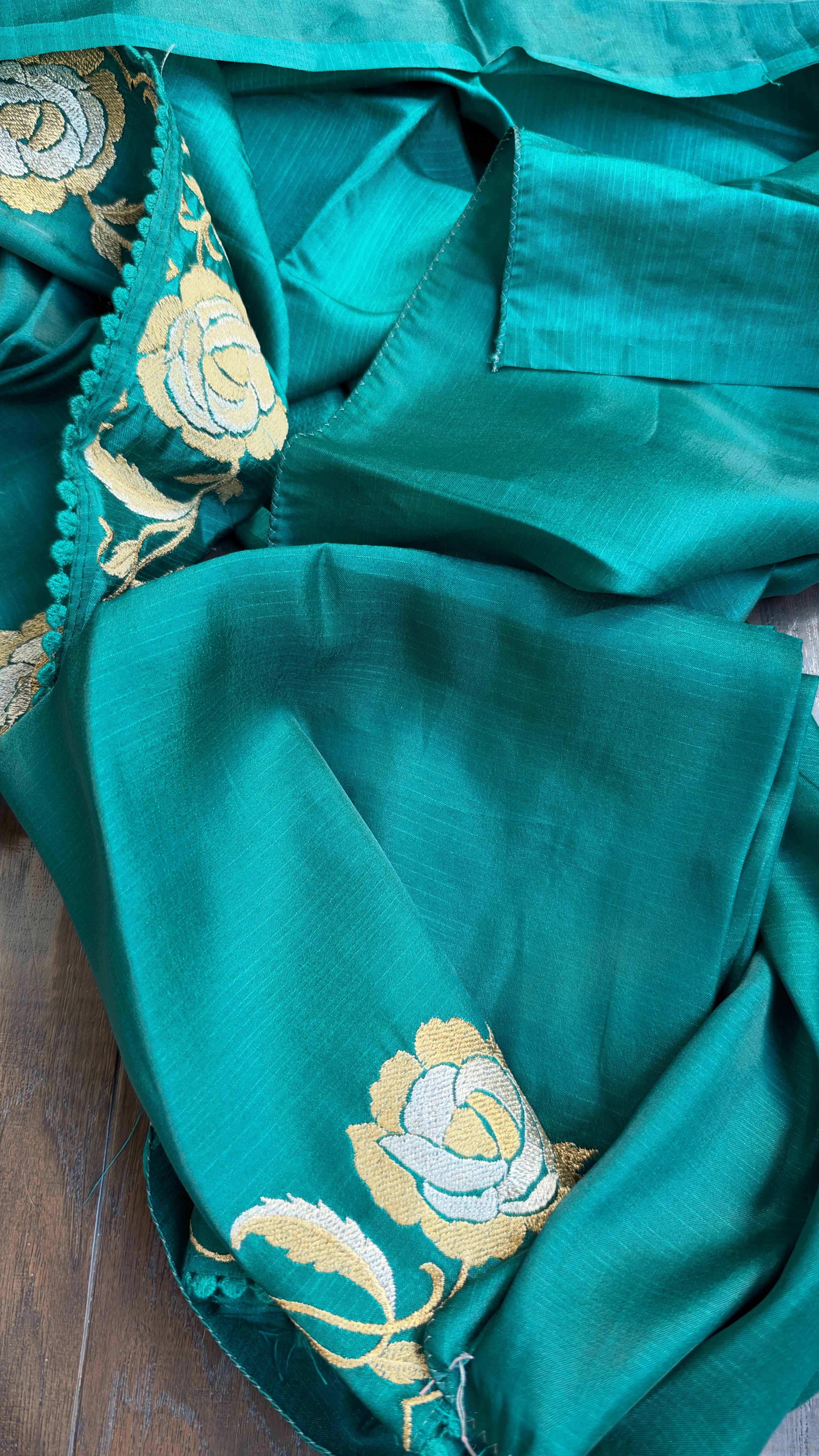 Soft Silk Embroidered - Teal