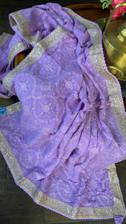 Designer Pure Georgette Chikankari - Violet