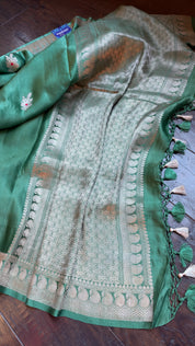 Pure Silk Mashru Banarasi- Sage Green