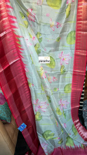 Floral Kota Silk - Light Pista Red Gadwal