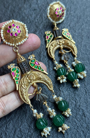 Earring 925 Silver- Statement Gold tone Dancer