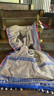 Pure Silk Brocade Banarasi- Navy Blue