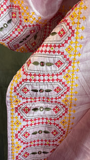 Soft Silk Kathiyawadi Embroidered - Blush Pink