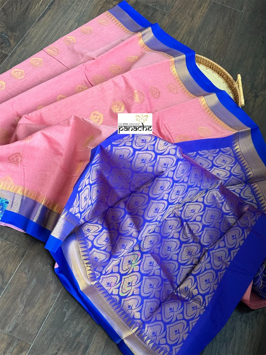 Cotton Silk Kanjivaram - Pink Royal Blue
