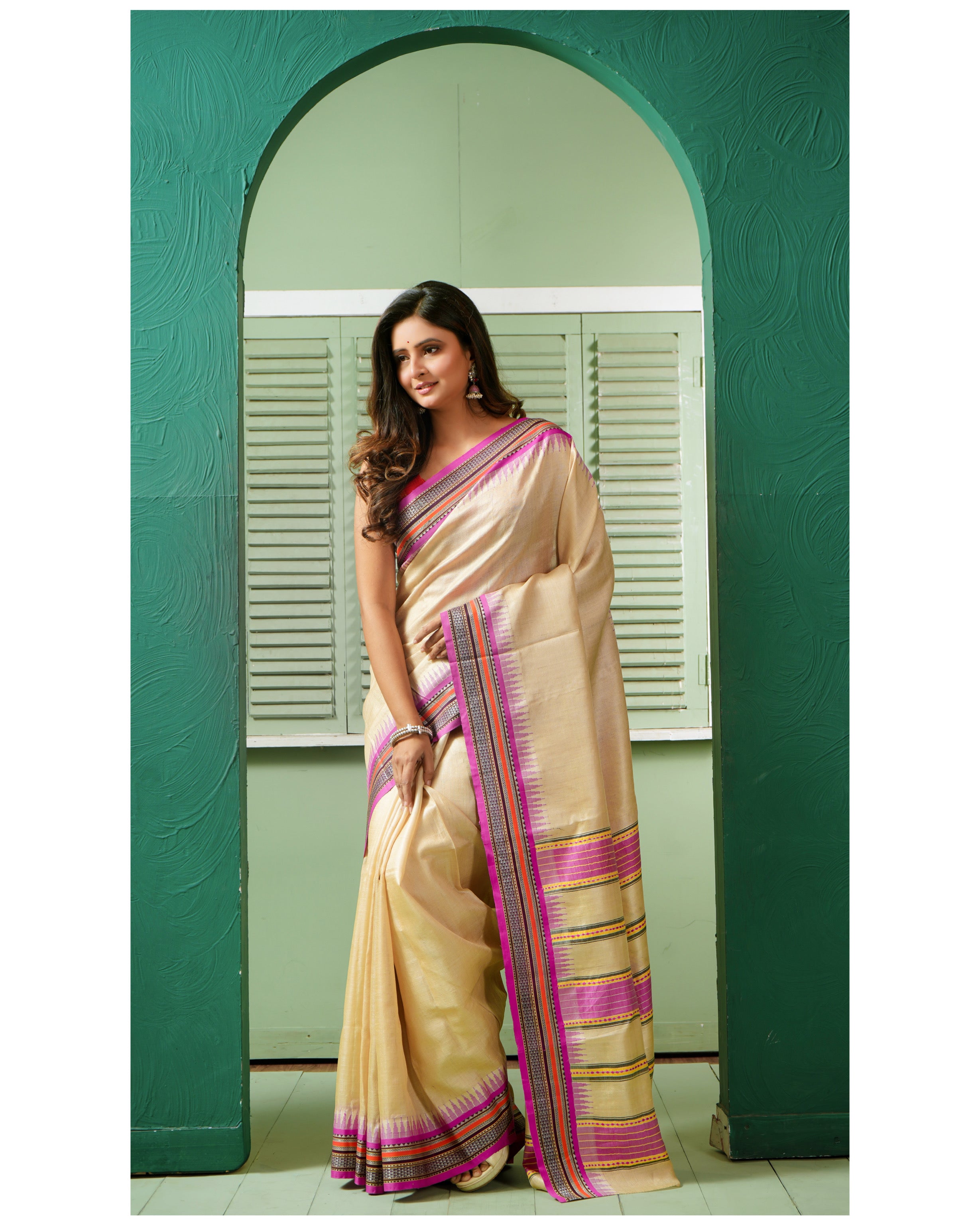 Vidarbha Tussar Silk - Tussar Color Purple woven