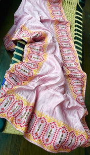 Soft Silk Kathiyawadi Embroidered - Blush Pink